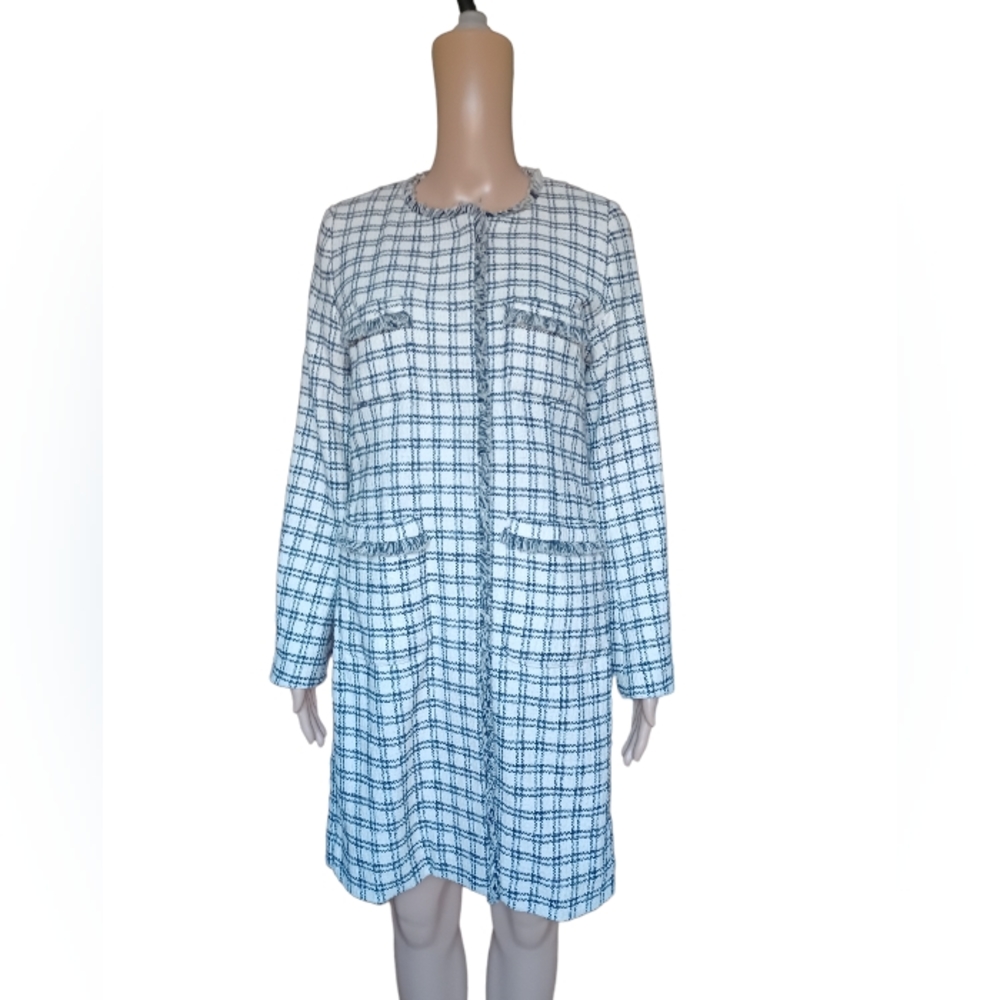Weekend Max Mara Womens Houndstooth  Jacket Fringed Coat With Pockets Size 6